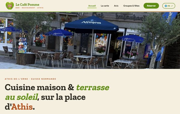 Site du bar-restaurant Le Café Pomme