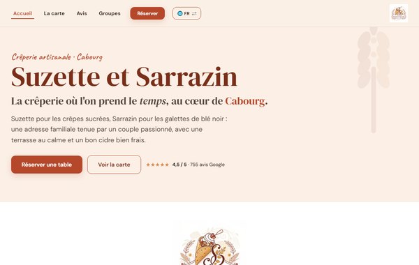 Site de la crêperie Suzette et Sarrazin